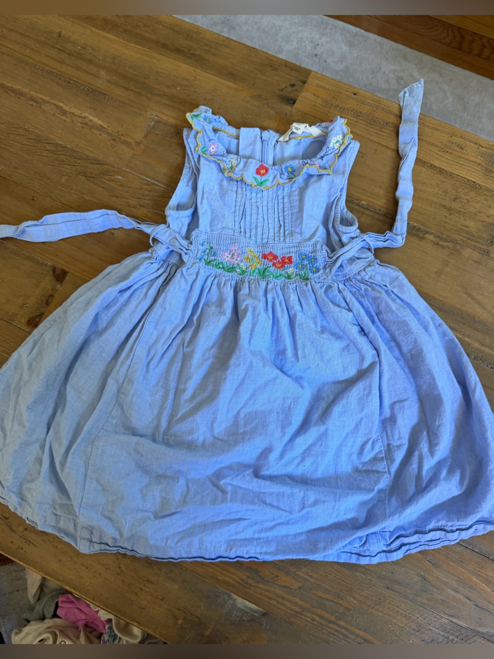 Mini Boden Girls' Light Blue Embroidered Sundress